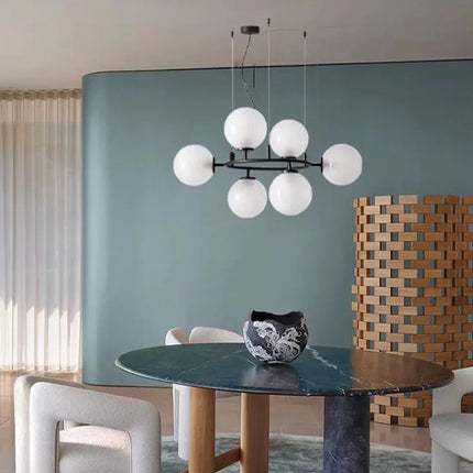 Lustre en verre avec anneau noir réglable au design moderne — LZ4X9T1