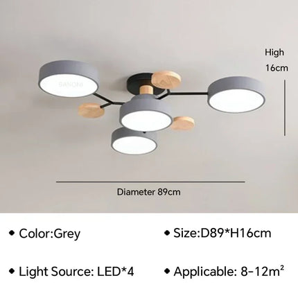Plafonnier LED en bois au design nordique pour intérieur élégant — LZ4X9P2