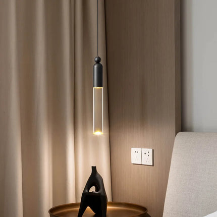 Lustre cylindrique LED en cuivre et acrylique transparent — LZ4X9T1