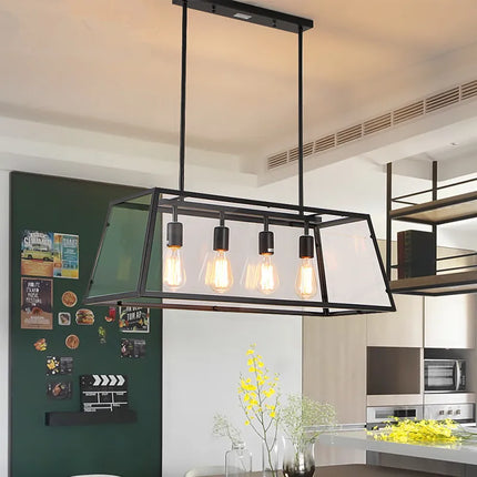 Suspension industrielle vintage en fer et acrylique pour cuisine et bar — LZ4X9M2