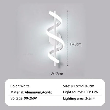 Applique murale LED décorative à spirale incurvée — LZ4X9T1