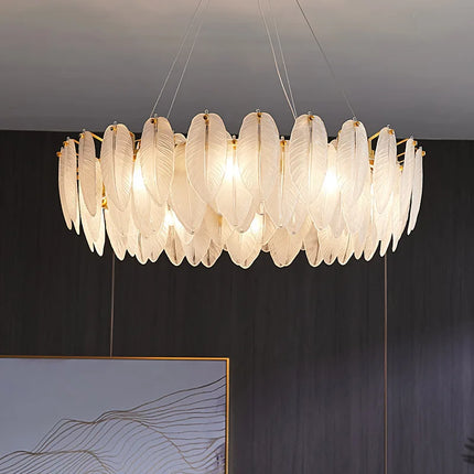Lustre moderne en plumes et verre métallique — LZ4X9T2