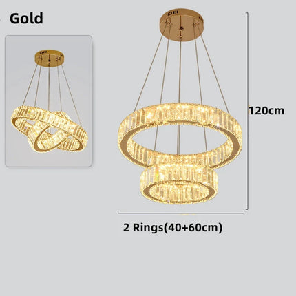 Lustre moderne en cristal avec anneaux réglables pour intérieur — LZ4X9P2