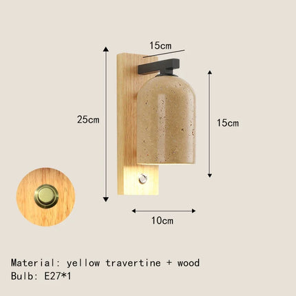 applique murale led en pierre naturelle pour hôtel avec interrupteur