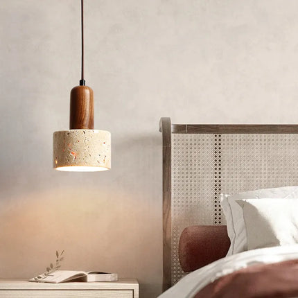 Suspension en travertin jaune style japonais wabi-sabi pour chambre et restaurant — LZ4N7Q2