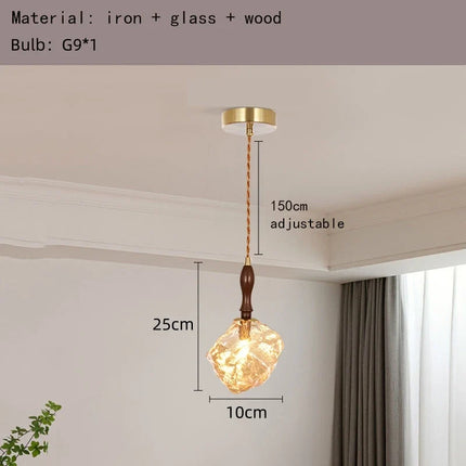 Lustre en verre ambré style bloc de glace pour bar et restaurant — LZ4XJ9