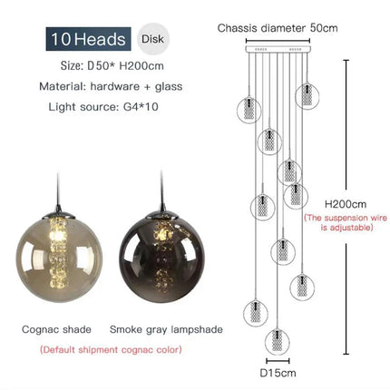 Lustre suspension boule de verre spirale style nordique pour duplex G4 — LZ4X9M