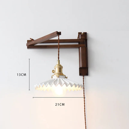 Applique murale LED télescopique style rétro japonais en laiton et verre — LZ4X9P2