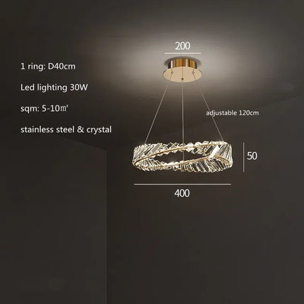 Lustre LED dimmable luxe en cristal K9 anneau irrégulier doré — LZ4X9P