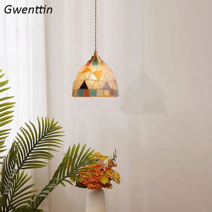 Suspension style Tiffany en coquillage méditerranéen pour intérieur — LZ4F9T2