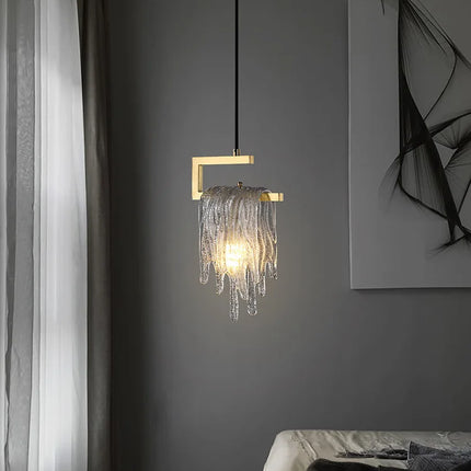 Suspension en verre cristal style art déco avec éclairage LED intégré — LZ4X9P2