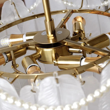 Plafonnier décoratif en verre et plumes pour intérieur — LZ4X9P