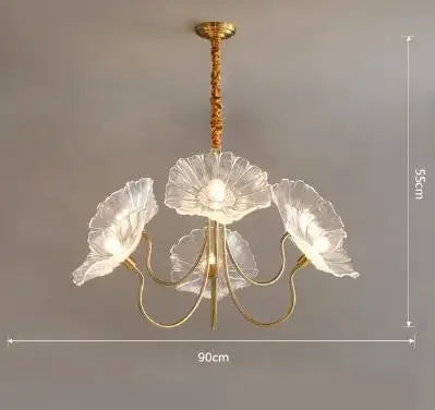 Lustre moderne en verre design fleur de lotus lumineux — LZ4X9P2