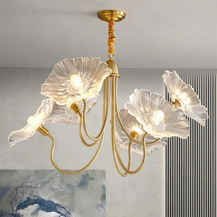Lustre moderne en verre design fleur de lotus lumineux — LZ4X9P2