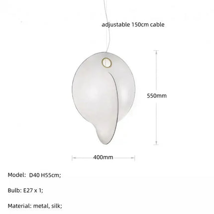 Lustre suspension LED en soie style nordique Wabi Sabi — LZ4X9P2