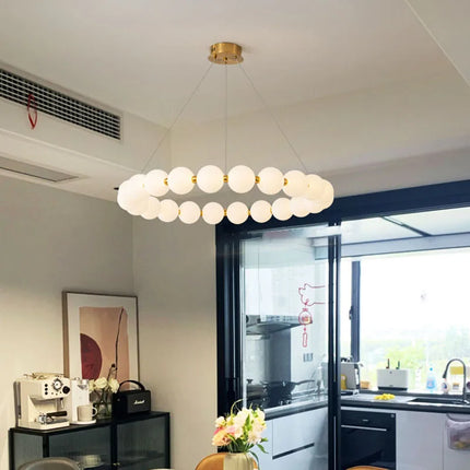 Lustre LED rond nordique en acrylique doré pour salon et salle à manger — LZ4X9P