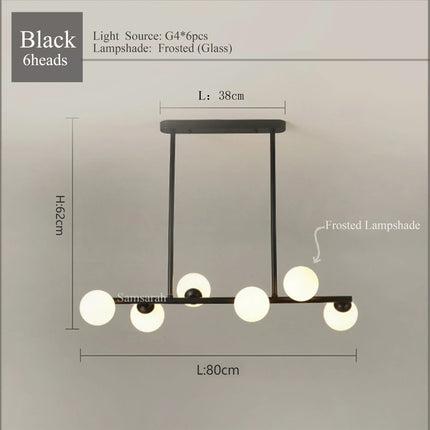 2024Modern LED Chandelier Black and Gold Long Glass Ball Chandeliers for Living Room Dinning Room Lustre,Samsarah Lighting