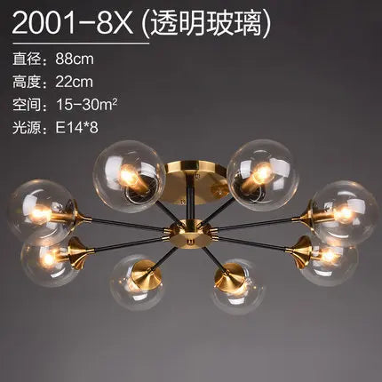 Lustre boule en verre transparent et gris fumé design LED — LZ4X9T1