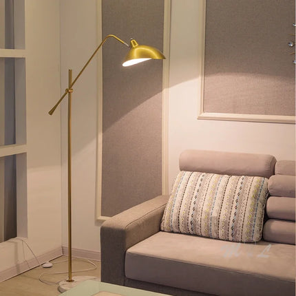 Lampadaire nordique doré à base en marbre réglable — LZ4X9T