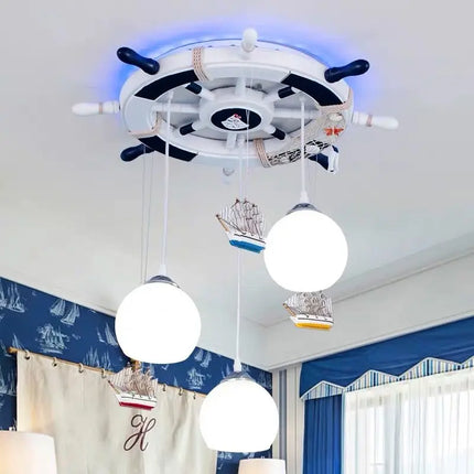 Lustre suspension gouvernail méditerranéen avec rétroéclairage RGB pour enfants — LZ4X9P