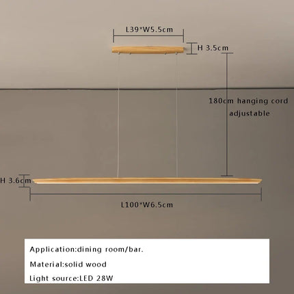 Suspension LED moderne en bois massif allongé — LZ4X9P2