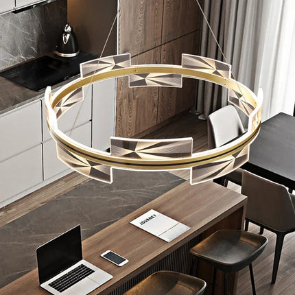 Lustre moderne design géométrique avec cercle doré — LZ4X9Q2F