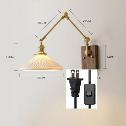 Applique murale LED pivotante en cuivre avec interrupteur à chaîne — LZ4X9T2