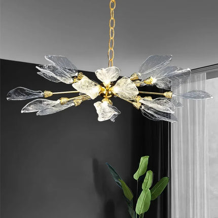 Lustre moderne en résine et verre forme feuille pour intérieur — LZ4X9T