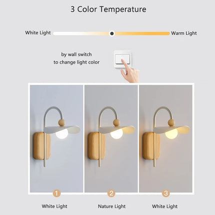 Applique murale nordique en bois avec éclairage LED intérieur — LZ4XJ9