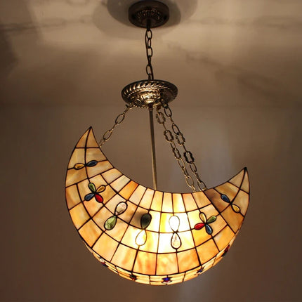 Suspension décorative en verre teinté forme lune — LZ4D9X2