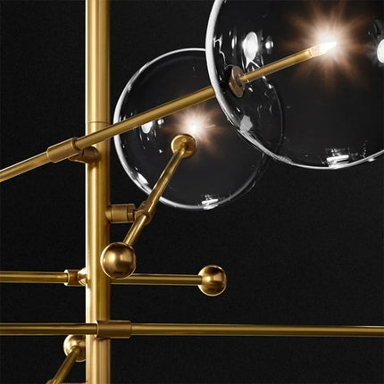 Suspension boule de verre LED design nordique noir et or pour salon — LZ4X9P2