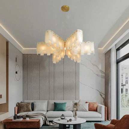 Lustre moderne en marbre naturel espagnol avec LED intégrée — LZ4X9P
