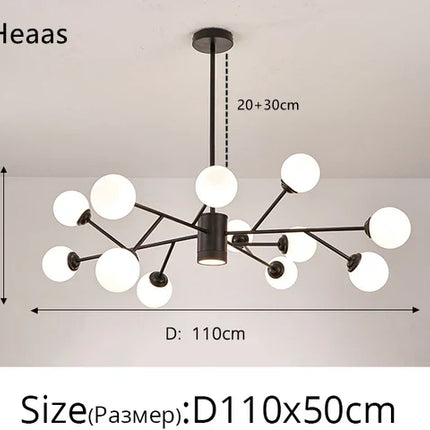 Lustre suspension en verre design haricot magique nordique — LZ4XJ9