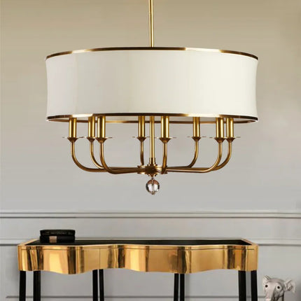 Lustre américain en cuivre avec abat-jour en tissu simple et créatif — LZ4X9M