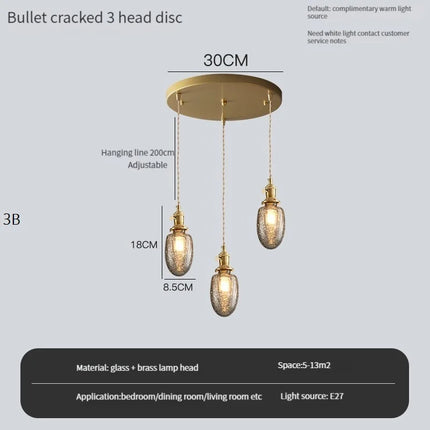Lustre vintage Edison avec abat-jour en verre cristal pour bar loft — LZ4X9T2