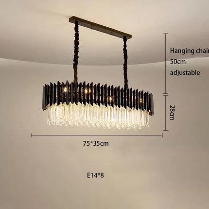 Plafonnier LED ovale en cristal noir doré à intensité variable — LZ4X9J