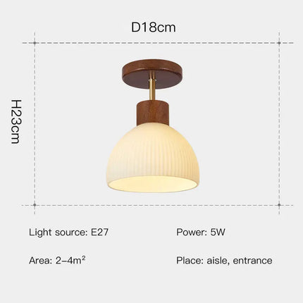 Plafonnier LED en bois et verre pour couloir et balcon style nordique — LZ4X9P2