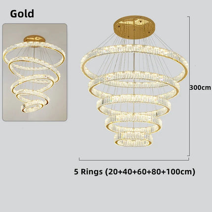 Lustre moderne en cristal avec anneaux réglables pour intérieur — LZ4X9P2