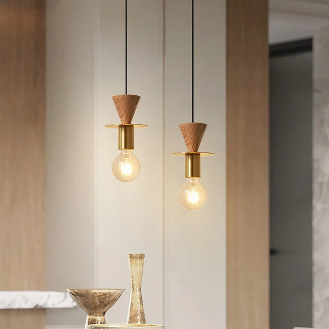 Suspension élégante en bois et métal pour intérieur moderne — LZ4X9T