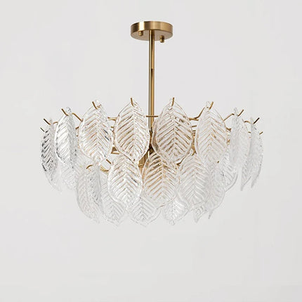 Lustre suspension en verre orné de décorations feuilles — LZ4X9P