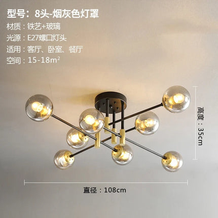 Lustre suspension nordique moderne à boules de verre LED — LZ4X9P