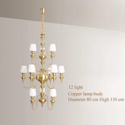 Lustre en cuivre avec abat-jour en verre moderne et élégant — LZ4X9P