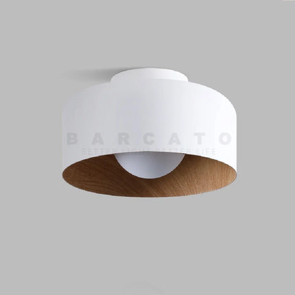 Plafonnier LED rond effet bois noyer style nordique pour salon et chambre — LZ4X9P2