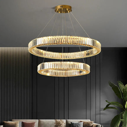 Lustre suspension moderne en cristal pour intérieur élégant — LZ4X9Q