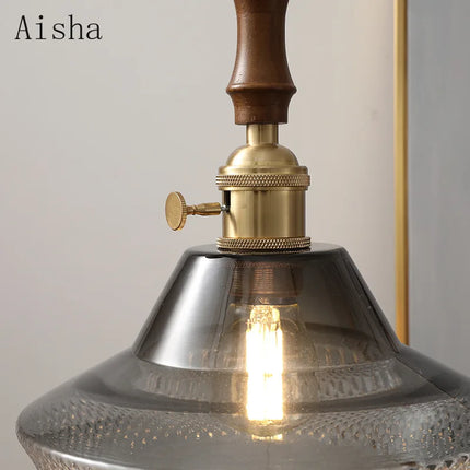 Suspension élégante en noyer et verre cuivre pour intérieur — LZ4X9P
