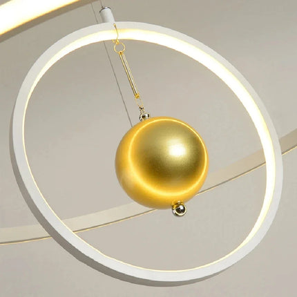 Lustre circulaire en boule de fer avec LED décoratives — LZ4X9T2
