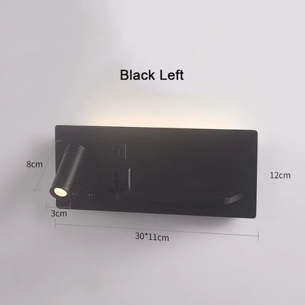 Applique murale avec lampe de chevet, chargeur sans fil USB-C et projecteur rotatif — LZ4X9P2