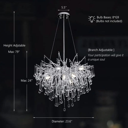 Lustre suspension moderne en cristal goutte de pluie décoratif — LZ4P9XJ