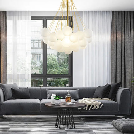 Lustre moderne en métal avec globe en verre et bulles décoratives — LZ4QJ7M