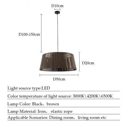 Lustre suspension en métal avec corde tissée style nordique — LZ4P9XQ